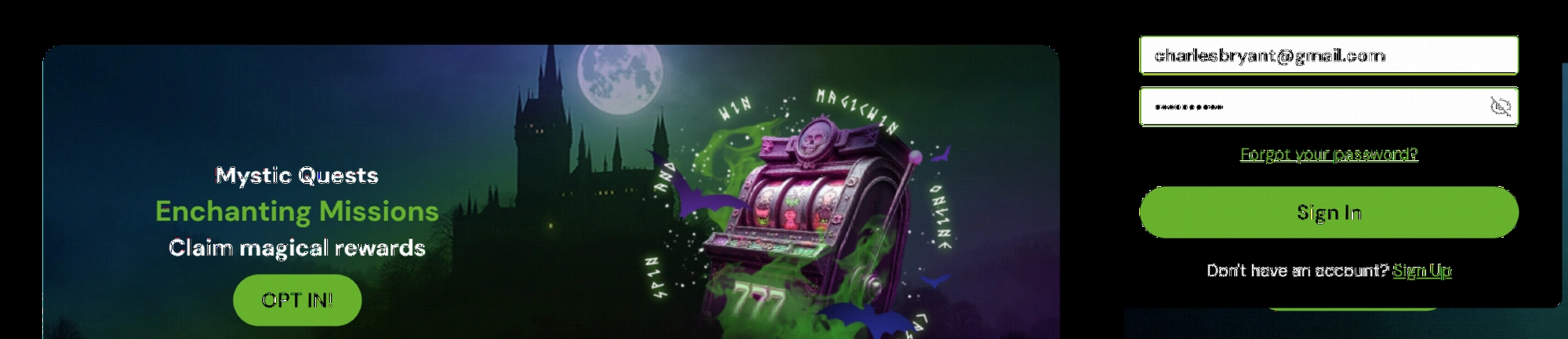 Magic Win Casino secure login interface